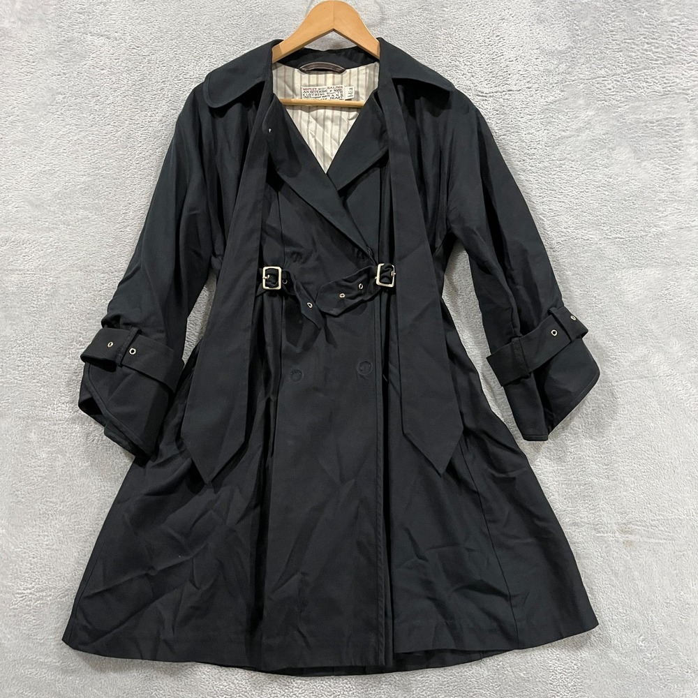 Shipley & Halmos Trench Coat Womens Medium Snap Tie Silk Preppy Buckle